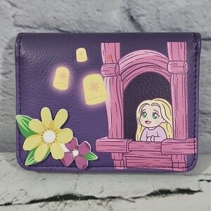 Disney Tangled BioWorld Wallet Purple Vegan Leather Rapunzel Lanterns